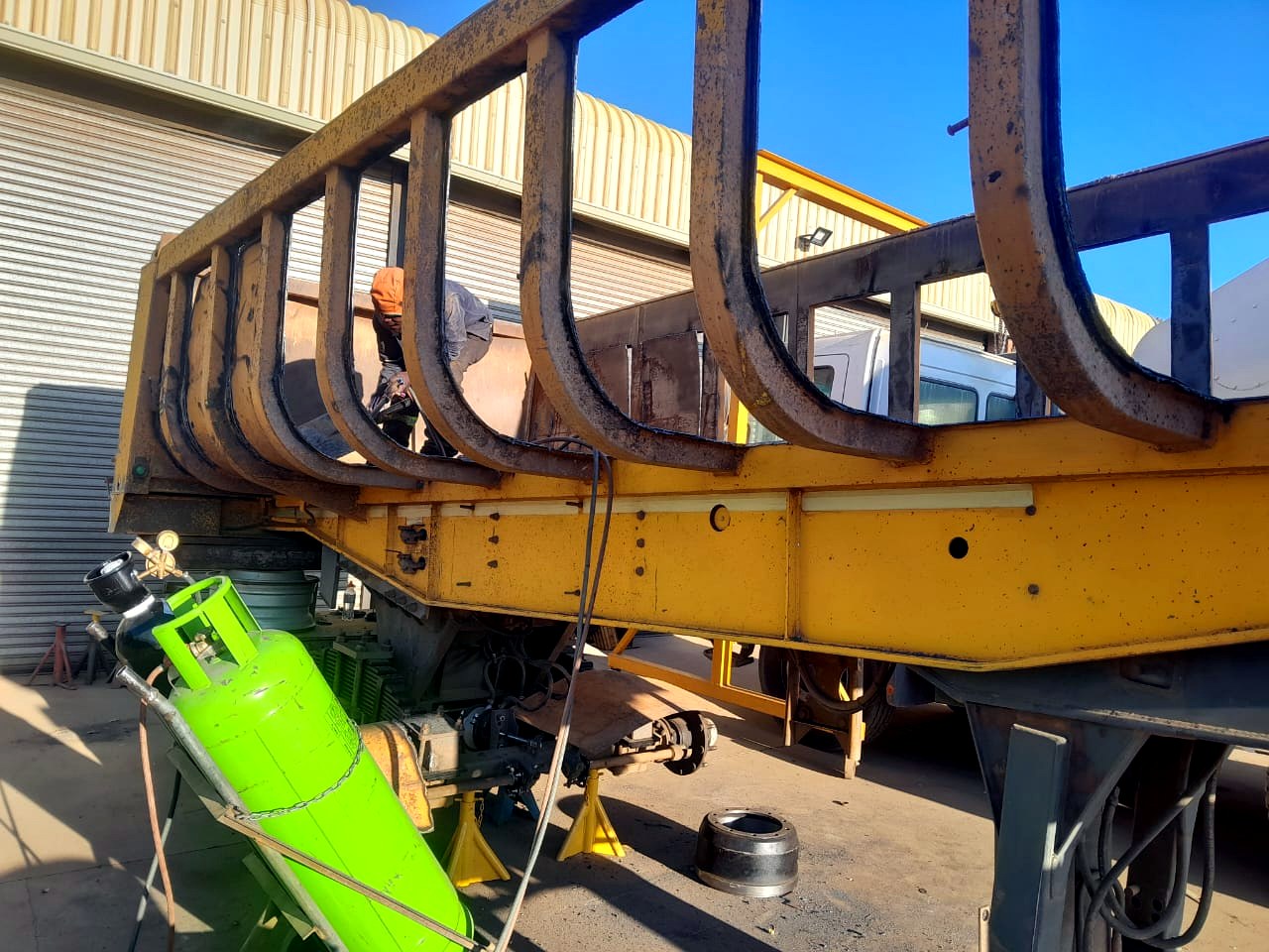 Trailer chassis stripped for rebuild
